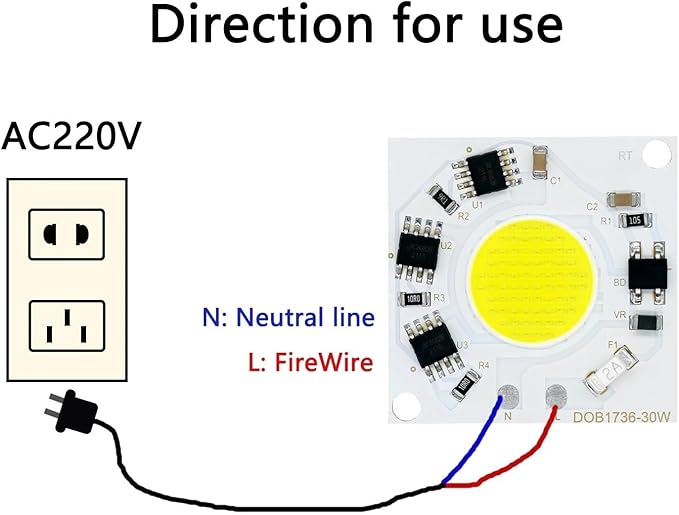 LED COB Chip 30W 2400lm Lumens Pure White Warm White Light 3000k 6500k 220V Smart IC No Need to Drive Commercial Lighting l(Pure White 6500K)