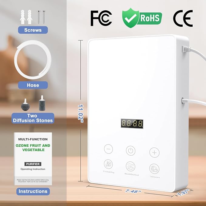Ozone Machine Generator for Water and Air, 1000mg/h Fruit Produce Purifier