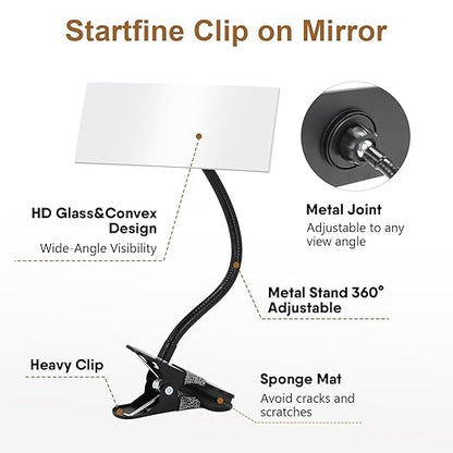 Clip on Security Mirror Convex Desk Office Cubicle for Personal Safety Desk Rear View Mirror Monitor Computer to See Behind You Flexible Gooseneck Rectangle 6.69"x2.95" Frameless