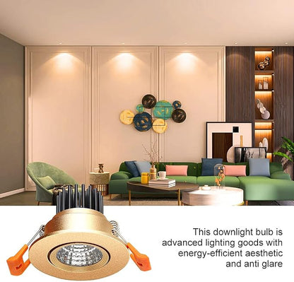 LightingWill 2inch LED Dimmable Downlight, 3W COB Recessed Ceiling Light, Ultra Warm White 2700K, CRI80, 25W Halogen Bulbs Equivalent, Gold (4 Pack)