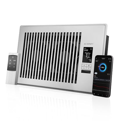 AC Infinity AIRTAP T6, White Register Booster Fan for 6”x10” Openings | LCD Temperature Controller and Remote, Bluetooth, Quiet 10-Speeds