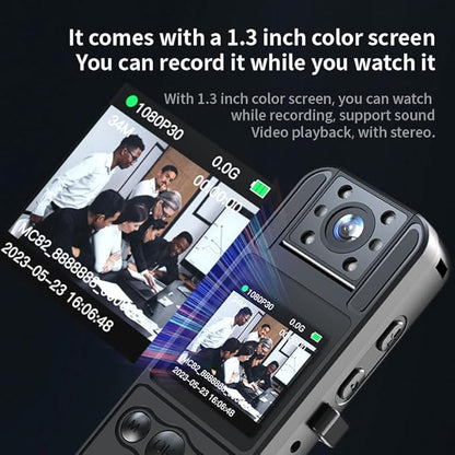 128G Body Cam with 180°Rotating Lens,Bike Camera with Audio and Video Recording,Sport Camera with 6hrs Battery,Night Vision,Wearable Cam for Pet,Office,Security Police Law Enforcement (H82-1080-128G)