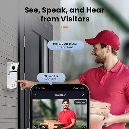 Wireless Video Intercom System Apartment 2 Units 10 Inches Touch Monitor Wired Video Doorbell System,Video Door Phone Kit,Indoor Outdoor Support Monitoring, Unlock, Dual Way Intercom for Home