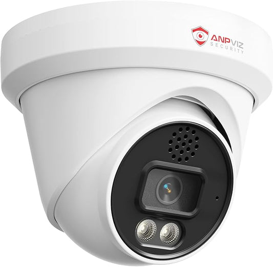 Anpviz UltraHD 4K IP Turret PoE Camera Outdoor, Two Way Audio Security Camera, Smart Dual Light Color Night Vision & AI Human Motion Detection, MicroSD Recording (512GB), Full Metal IP66, NDAA
