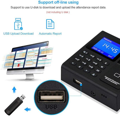 LIBO Complete RFID Access Control System Fingerprint Access Controller Keypad, DC12V Power Supply Transformer, 180kg/350lbs Electric Magnetic Lock with Door Switch Button, 125KHz ID Cards Keychains
