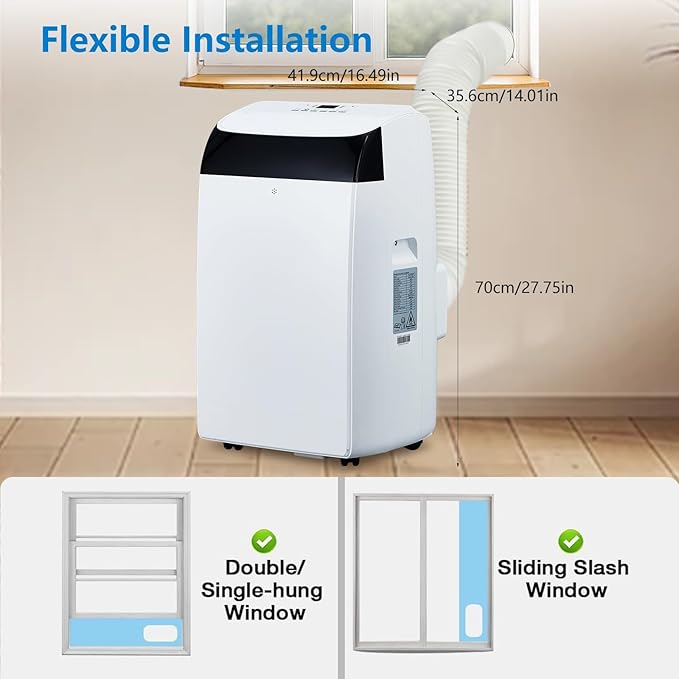 GAOMON 14000 BTU Portable Air Conditioners With Remote Control,3-In-1 Free Standing Cooling AC Unit With Fan & Dehumidifier,Smart/Sleep Mode,3 Speed,Auto Swing,24H Timer,White Lid