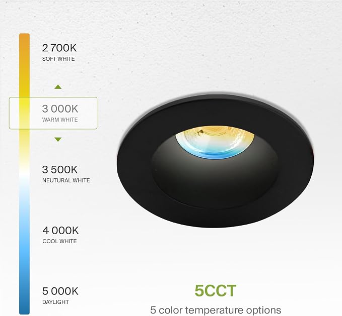 ASD 2 Inch LED Recessed Lighting with Junction Box, 8W 650 Lm, Dimmable Anti-Glare Downlight, 2700K/3000K/3500K/4000K/5000K Selectable, CRI 90+, Round Black Trim, IC Rated, ETL, Energy Star, 18 Pack