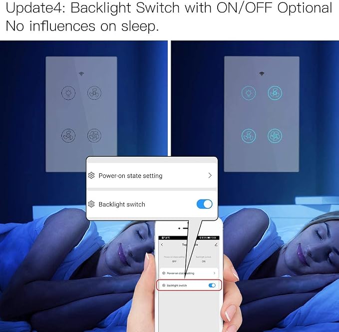 MOES WiFi Smart Ceiling Fan Light Wall Switch, Smart Life/Tuya APP Remote Timer and Counterdown, Compatible with Alexa and Google Home, No Hub Required, Neutral Wire Required,White