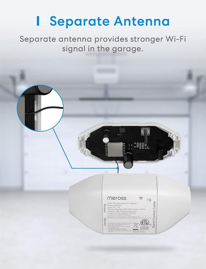 meross Smart Garage Door Opener Remote, APP Control, Compatible with Alexa and SmartThings, Multiple Notification Modes, No Hub Needed