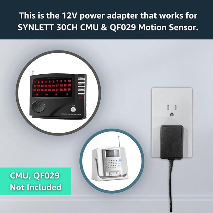 Caregiver Pager 2 Call Buttons, 1 Motion Sensor for Elderly Monitoring Fall Prevention, with an AC Adapter for the Motion Sensor