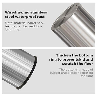 4.8GALStainless Steel Bathroom Trash Can with Lid, Silver Trash Can with Flipping Lid, Garbage cans for Kitchen，Living Room,Dental Office，Hotel,Guest Room(4.7gal-Silver)