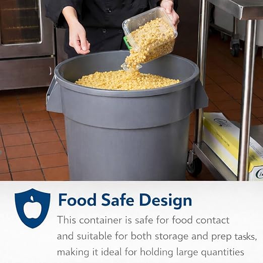 55 Gallon Green Round Commercial Trash Can, Heavy-Duty Food Grade NSF Certified, Perfect for Restaurant, Office, School, Garage, Backyard, Workshop, Warehouse