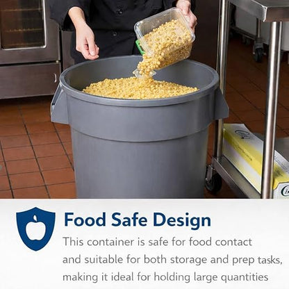 20 Gallon White Round Commercial Trash Can with Lid and Dolly, Heavy-Duty Food Grade NSF Certified, Perfect for Restaurant, Office, School, Garage, Backyard, Workshop, Warehouse