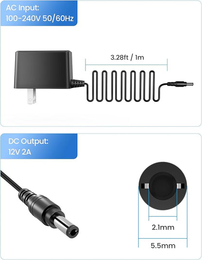 ZOSI DC 12V 2A US CCTV Power Supply Adapter for Home Security Camera Surveillance System