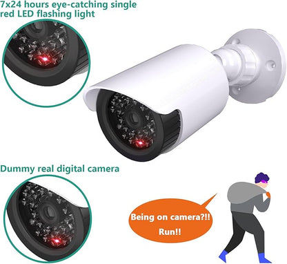 WALI Dummy Fake Simulated Surveillance Security CCTV Dome Camera Indoor Outdoor with One LED Light, Warning Security Alert Sticker Decal (TC-W8), 8 Packs, White