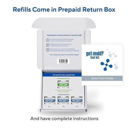 (3 ROOM) Refills for GOT MOLD?® Test Kit | Air-O-Cell® Spore Trap Air Sampling Cassettes | Full Mold Type & Quantity Analysis | 1, 2 or 3 Room | Reusable BioVac™Air Sampler NOT Included | 3 ROOM