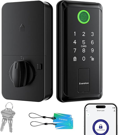 Keyless Entry Door Lock,Smart Keyless Entry Door Lock, Fingerprint Smart Locks for Front Door,Smart Deadbolt Lock, Built-in Wi-Fi APP Control-Passcode Remotely, Easy Installation