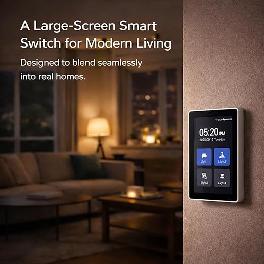 LANBON L10 Large LCD Smart Light Switch, Custom Display & Icons, 6-in-1 1/2/3/4 Gang & Curtain, 2.4GHz WiFi, Compatible with Alexa & Google Home, Motion Wake Screen, No Dimmer, Neutral Wire Required