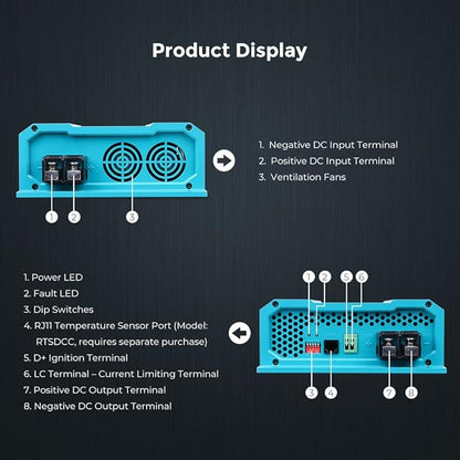 Renogy 60A DC-DC Battery Charger 12V for Lithium/AGM/Gel, for RVs & Boats