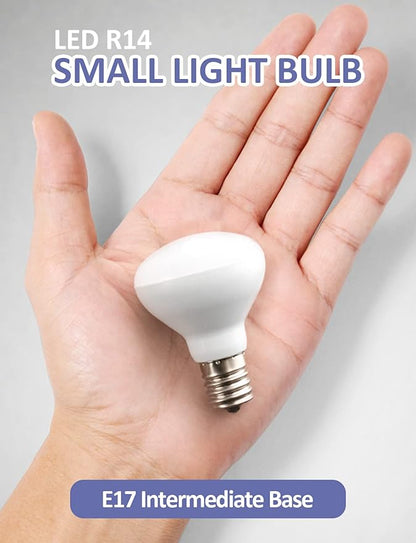 Maelsrlg E17 R14 LED Bulb Dimmable 4W(40W Equivalent) Small Light Bulb, E17 Intermediate Base, 300 Lumens, Curio Cabinet Light Bulb, Soft White 2700K, Pack of 2