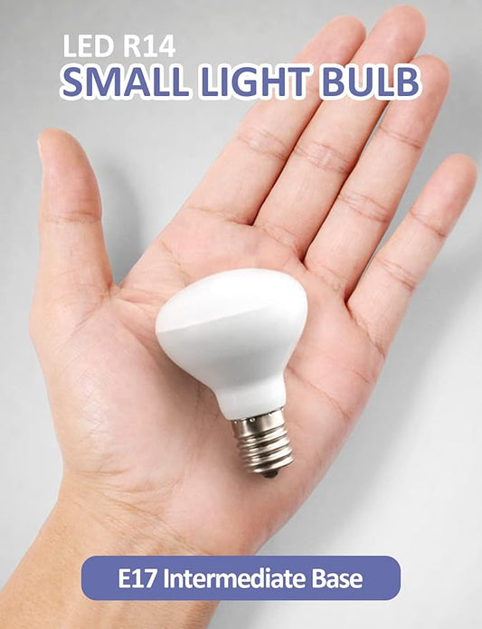 Maelsrlg E17 R14 LED Bulb Dimmable 4W(40W Equivalent) Small Light Bulb, E17 Intermediate Base, 300 Lumens, Curio Cabinet Light Bulb, Soft White 2700K, Pack of 2