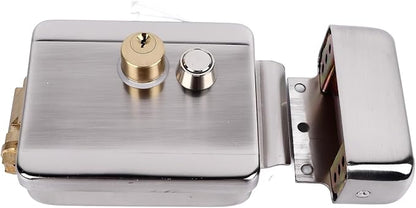 Semme Dual Head Double Lock Electric Control Doorbell Intercom Lock for Home Security System with Remote Unlocking, Silver Steel Modern Key Lock for Home and Building Security, Intercom Systems
