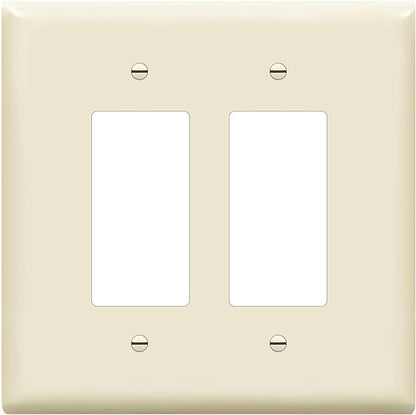 ENERLITES Double Decorator Switch Cover, Two Gang Outlet Wall Plate, Gloss Finish, Oversized 2-Gang 5.50" x 5.50", Unbreakable Polycarbonate Thermoplastic, UL Listed, 8832O-LA, Light Almond