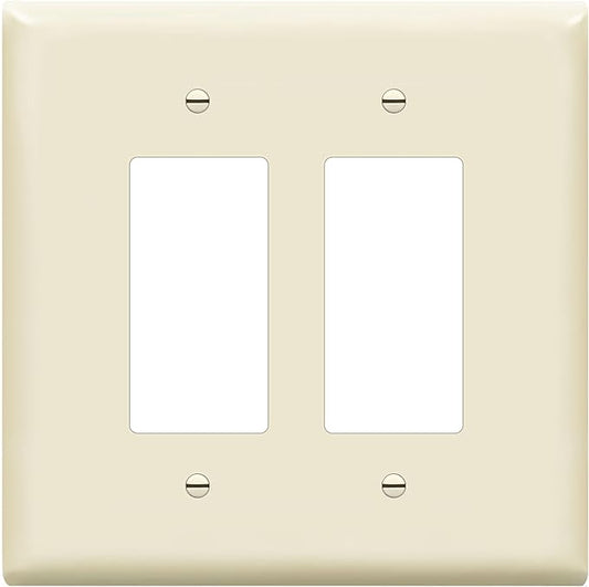ENERLITES Double Decorator Switch Cover, Two Gang Outlet Wall Plate, Gloss Finish, Oversized 2-Gang 5.50" x 5.50", Unbreakable Polycarbonate Thermoplastic, UL Listed, 8832O-LA, Light Almond