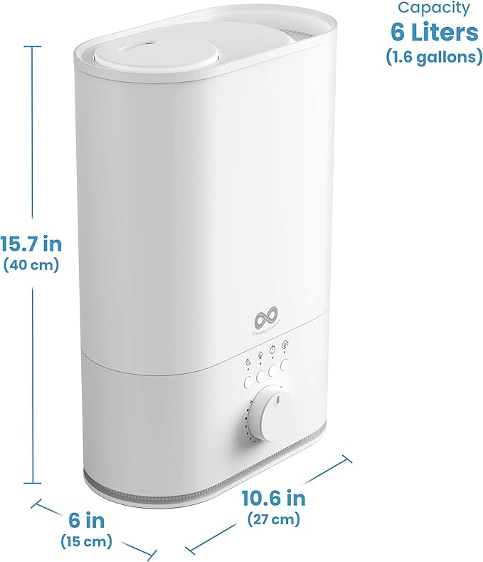 Everlasting Comfort 6L Humidifiers for Bedroom, Quiet 50HR Runtime No-Filter Supersized Cool Mist Humidifier Large Room for Whole House, Plants, Baby Nursery, Allergies, Dry Skin, Congestion, Indoor