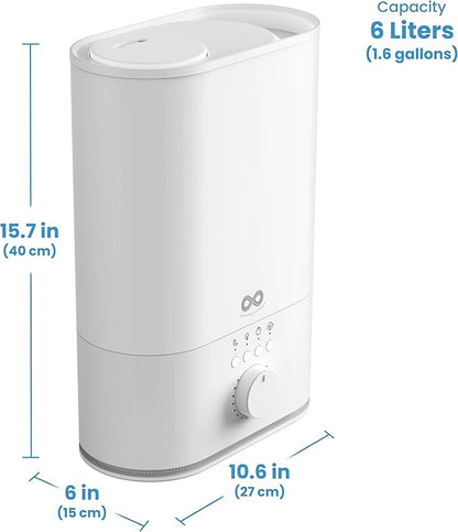 Everlasting Comfort 6L Humidifiers for Bedroom, Quiet 50HR Runtime No-Filter Supersized Cool Mist Humidifier Large Room for Whole House, Plants, Baby Nursery, Allergies, Dry Skin, Congestion, Indoor