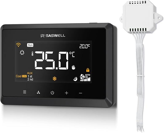 Smart WiFi Thermostat for Home, Programmable Thermostat 3H/2C for Heat Pump & Conventional Systems, Tuya App Control, Compatible with Alexa & Google Assistant