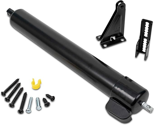 Ideal Security 9700 Heavy Pneumatic Touch & Hold Storm and Screen Door Closer for Wood, Aluminum, and Vinyl Doors, Silent and Smooth Closing, 11.5", Black