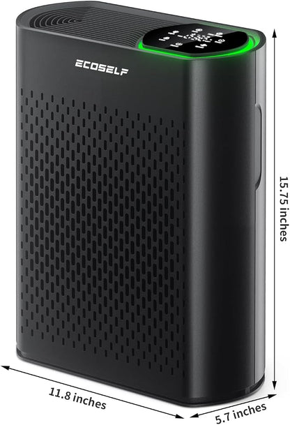 Air Purifier for Large Room, Cleans 2,400 ft² in 30 Mins, 3-Stage True HEPA, 360° Airflow, Large Touch Display Control, Real-Time Air Quality (PM2.5) Display, Ultra-Quiet 20dB Sleep Mode, HAP602 Black