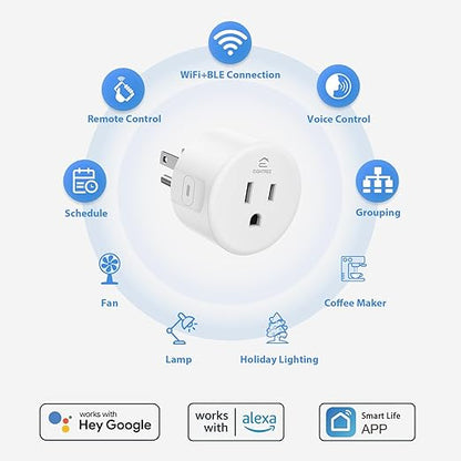 EIGHTREE Smart Plug 5GHz& 2.4GHz, 15A WiFi Smart Outlet Compatible with Alexa & Google Home, Smart Home WiFi Plug with Remote Control, Timer Outlet with Schedule, 4 Packs