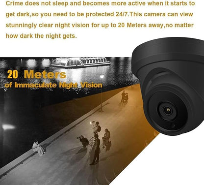 4MP Analog Coax Dome TVI CVI CCTV Surveillance Security Camera, 2.8mm 100° Wide Viewing Angle, 65ft IR Night Vision, Outdoor, Full Metal Housing, ONLY Compatible with 4MP, 5MP and 8MP DVR, Black