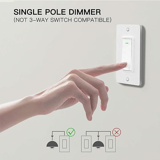 Smart Light Switch, Aoycocr In-Wall Smart Home Switch with Remote Control and Timer, Compatible with Alexa, Google Assistant and IFTTT, No Hub and Neutral Wire Required, ETL and FCC Listed