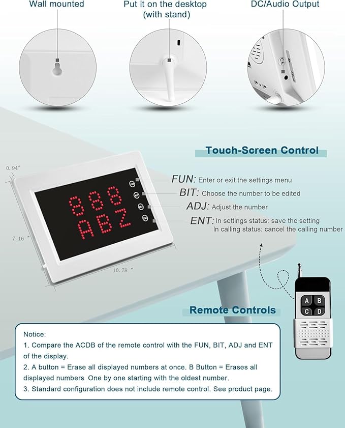Wireless Calling System Caregiver Pager System 1200+ ft with 1 Display Receiver/Wireless Remote Control /10 Waterproof Call Buttons for Nursing Home Clinic Caregiver