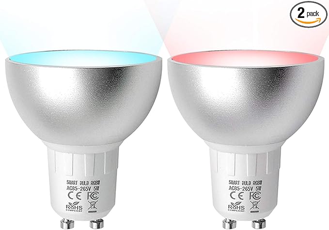 BENEXMART Zigbee GU10 Smart LED Bulb 5W RGBW Compatible with Tuya SmartThings App Alexa Echo Plus Google Home Voice Control (zigbee GU10 2 Pack)
