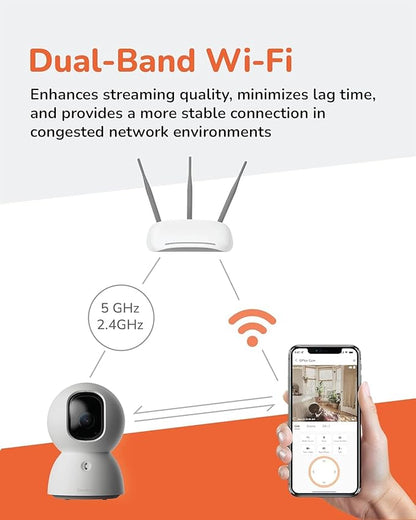 SensForge 2.5K Rechargeable Pan-Tilt Security Camera, 360° Dual-Band WiFi Home Camera, Free AI Human & Pet Detection, 2-Day Cloud + 64GB SD Storage, Two-Way Talk, Optional AI + Storage Upgrade