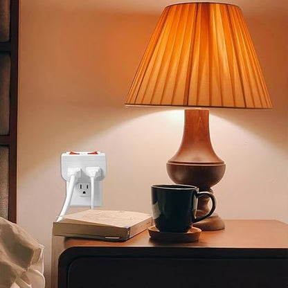 Grounded Outlet with On Off Switch, Double Port Electrical Outlet Plug Switch, for Cruise Ship, Hard-to-Reach Lamps, Kitchen Appliances, Energy Efficient, 1875W/15A, ETL Listed, White, 3 Pack