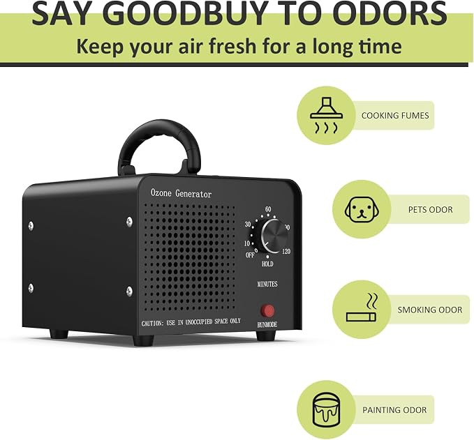 65000MG Ozone Odor Eliminator Generator for Home & Car Black