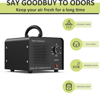 65000MG Ozone Odor Eliminator Generator for Home & Car Black