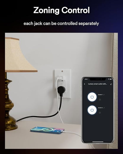 Lumary Smart Wall Outlet 110V 15Amp, Timer, Remote Control, ETL FCC, Group | Tamper-Resistant, No Hub Required, 2.4G WiFi Outlet, Works with Alexa/Google Home, Kitchen/Bedroom/Living Room/Office, 1 Pack