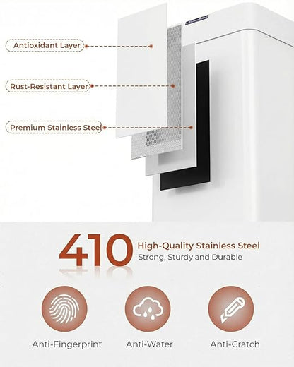 TLSUNNY 21.1 Gallon Motion Sensor Trash Can,Touchless Automatic Garbage Can,Brushed Stainless Steel Smart Bin,with Bag Holder,Soft Close Lid,for Kitchen,Office,RV,Bedroom,Living Room (White, 80L)