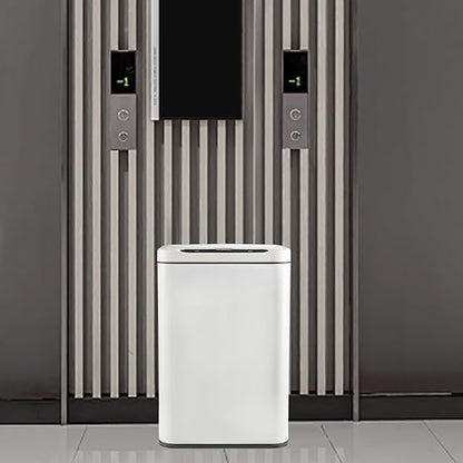 ELPHECO Stainless Steel Office Trash Can Motion Sensor Garbage Can Touchless Smart Trash Can Automatic Waste Bin for Kitchen, Office, Bathroom (White, 5.5 Gallons)