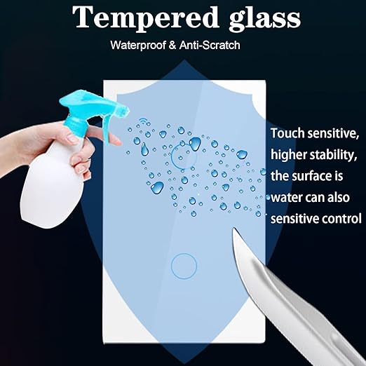 Wireless 2.4GHz Tuya WiFi Smart Light Touch Wall Switch Compatible with Alexa and Google Home for Lamp, Neutral Wire Required, No Gateway Required.Us Standard Electrical(2 Gang White)