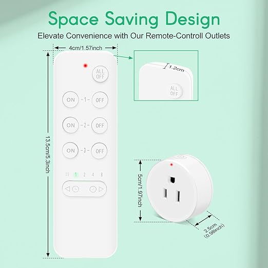 NineLeaf Wireless Control Countdown Outlet for Christmas Decor, Programmable and Expandable Electrical Switch, 500FT Range, 125V/15A/1875W Light Switch, 3Remote and 5Outlets