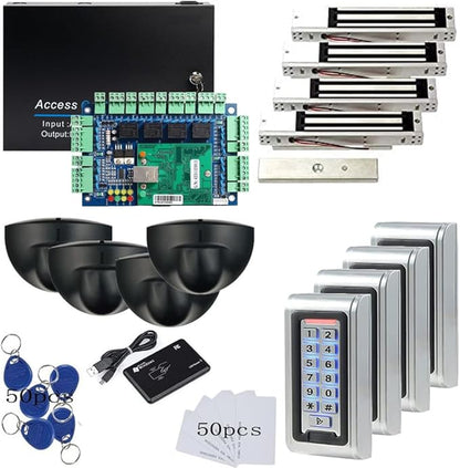 Request to Exit PIR Motion Sensor 4 Doors Access Control Electronmagnetic 600 LBS Lock Power Supply Box (can Put in Battery) RFID Metal Waterproof Keypad Reader