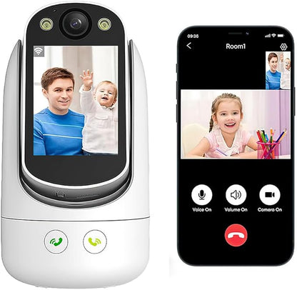 Video Call Security Camera Indoor, Nanny Camera Baby Camera Pet Camera,2-Way Video Call,2-Way Audio, 360°Pan/Tilt WiFi Camera for Home Security, Motion Tracking, 1080P 2.8 inch HD Screen,Night Vision