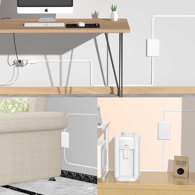 CABOCASA Dual 6FT Ultra-Thin Outlet Concealer, Universal Size Outlet Cover 6FT Twin Extension Cord with 3 Outlets Each Side, Ideal for Home Appliances on Opposite Sides
